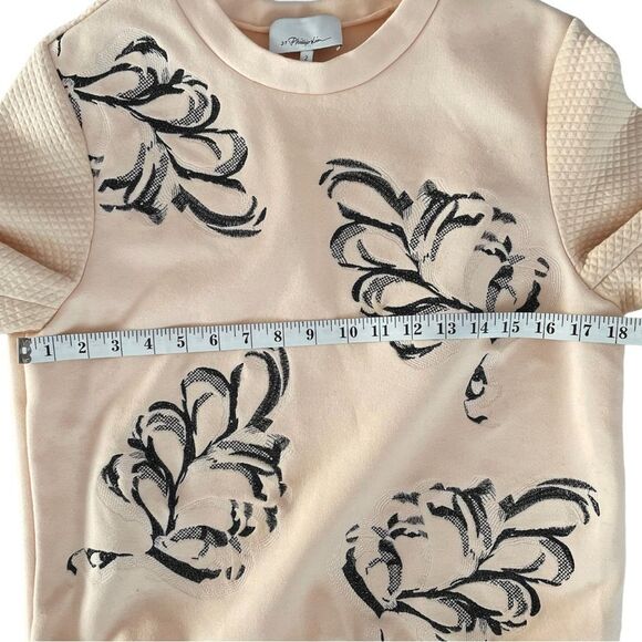 3.1 Phillip Lim Fern Embroidered Boxy Crewneck Short Sleeve Top Light Coral Sz 2 - Picture 3 of 9